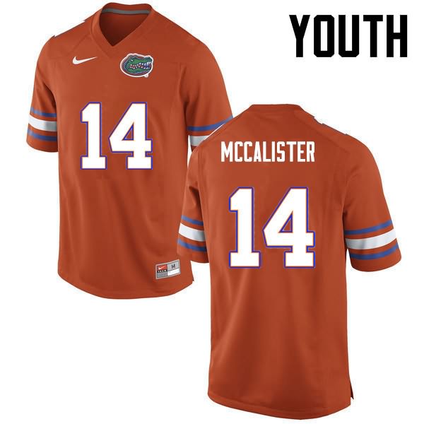 Youth NCAA Florida Gators Alex McCalister #14 Stitched Authentic Nike Orange College Football Jersey ADG7265ES